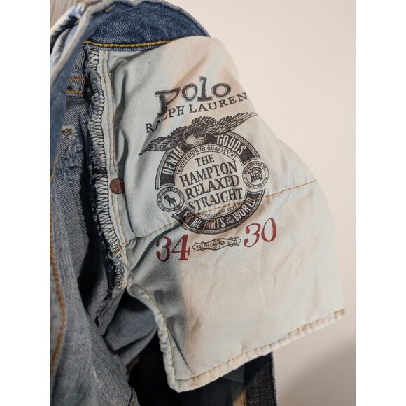Polo Ralph Lauren Jeans Men Sz 34 The Hampton Relaxed Straight Blue Denim Pants - Picture 7 of 9